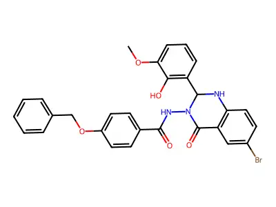 4-(benzyloxy)-N-(6-bromo-2-(2-hydroxy-3-methoxyphenyl)-4-oxo-1,4-dihydro-3(2H)-quinazolinyl)benzamide structure