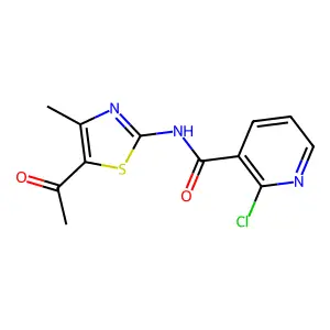 N-(5-acetyl-4-methyl-1,3-thiazol-2-yl)-2-chloronicotinamide structure