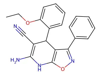 6-amino-4-(2-ethoxyphenyl)-3-phenyl-4,7-dihydroisoxazolo[5,4-b]pyridine-5-carbonitrile structure