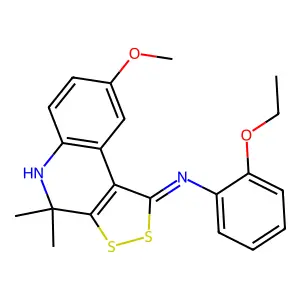 2-ethoxy-N-(8-methoxy-4,4-dimethyl-4,5-dihydro-1H-[1,2]dithiolo[3,4-c]quinolin-1-ylidene)aniline structure