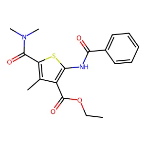 ethyl 2-(benzoylamino)-5-[(dimethylamino)carbonyl]-4-methyl-3-thiophenecarboxylate structure