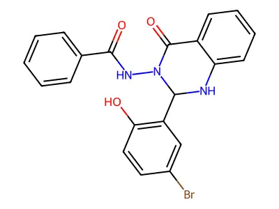 N-[2-(5-bromo-2-hydroxyphenyl)-4-oxo-1,2-dihydroquinazolin-3-yl]benzamide structure