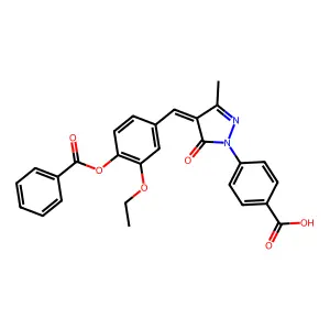 4-[(4Z)-4-[(4-benzoyloxy-3-ethoxyphenyl)methylidene]-3-methyl-5-oxopyrazol-1-yl]benzoic acid structure