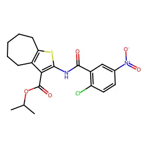 isopropyl 2-({2-chloro-5-nitrobenzoyl}amino)-5,6,7,8-tetrahydro-4H-cyclohepta[b]thiophene-3-carboxylate structure