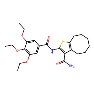 2-[(3,4,5-triethoxybenzoyl)amino]-4,5,6,7,8,9-hexahydrocycloocta[b]thiophene-3-carboxamide structure