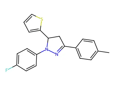 1-(4-fluorophenyl)-3-(4-methylphenyl)-5-(2-thienyl)-4,5-dihydro-1H-pyrazole structure