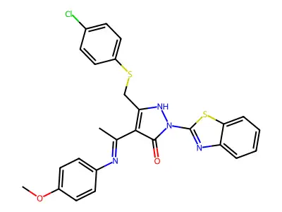 (4Z)-2-(1,3-benzothiazol-2-yl)-5-[(4-chlorophenyl)sulfanylmethyl]-4-[1-(4-methoxyanilino)ethylidene]pyrazol-3-one structure
