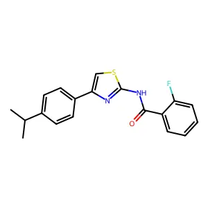2-fluoro-N-[4-(4-propan-2-ylphenyl)-1,3-thiazol-2-yl]benzamide structure