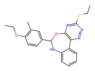 6-(4-ethoxy-3-methylphenyl)-3-(ethylsulfanyl)-6,7-dihydro[1,2,4]triazino[5,6-d][3,1]benzoxazepine structure