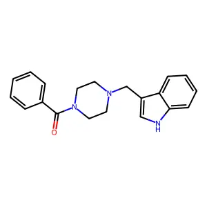 3-[(4-benzoyl-1-piperazinyl)methyl]-1H-indole structure