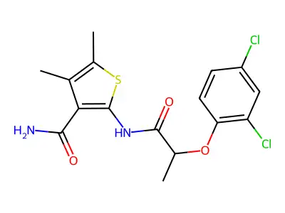 2-[2-(2,4-Dichlorophenoxy)propanoylamino]-4,5-dimethylthiophene-3-carboxamide structure