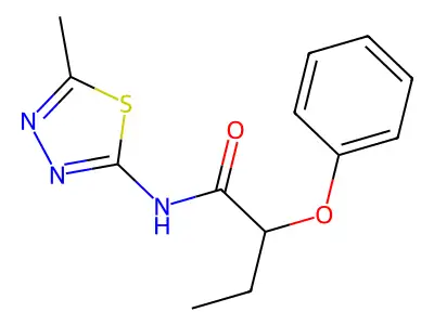 N-(5-methyl-1,3,4-thiadiazol-2-yl)-2-phenoxybutanamide structure