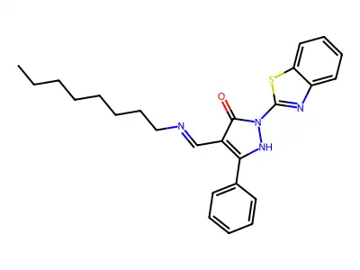 2-(1,3-benzothiazol-2-yl)-4-[(octylamino)methylene]-5-phenyl-2,4-dihydro-3H-pyrazol-3-one structure