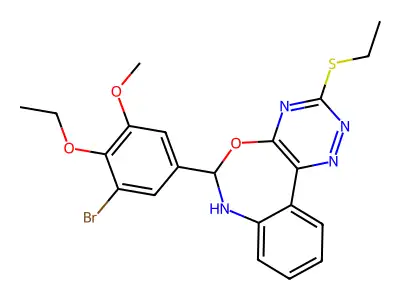6-(3-bromo-4-ethoxy-5-methoxyphenyl)-3-(ethylsulfanyl)-6,7-dihydro[1,2,4]triazino[5,6-d][3,1]benzoxazepine structure