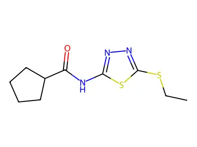 N-(5-ethylsulfanyl-1,3,4-thiadiazol-2-yl)cyclopentanecarboxamide structure