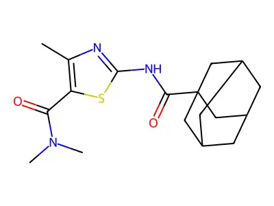 2-(adamantane-1-carbonylamino)-N,N,4-trimethyl-1,3-thiazole-5-carboxamide structure