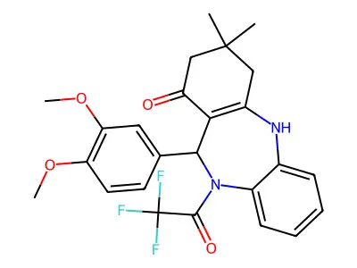 6-(3,4-dimethoxyphenyl)-9,9-dimethyl-5-(2,2,2-trifluoroacetyl)-6,8,10,11-tetrahydrobenzo[b][1,4]benzodiazepin-7-one structure