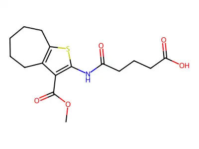 5-{[3-(methoxycarbonyl)-5,6,7,8-tetrahydro-4H-cyclohepta[b]thien-2-yl]amino}-5-oxopentanoic acid structure