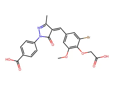 (Z)-4-(4-(3-bromo-4-(carboxymethoxy)-5-methoxybenzylidene)-3-methyl-5-oxo-4,5-dihydro-1H-pyrazol-1-yl)benzoic acid structure