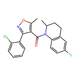 [3-(2-chlorophenyl)-5-methyl-1,2-oxazol-4-yl]-(6-fluoro-2-methyl-3,4-dihydro-2H-quinolin-1-yl)methanone structure