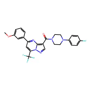 [4-(4-fluorophenyl)piperazin-1-yl]-[5-(3-methoxyphenyl)-7-(trifluoromethyl)pyrazolo[1,5-a]pyrimidin-3-yl]methanone structure