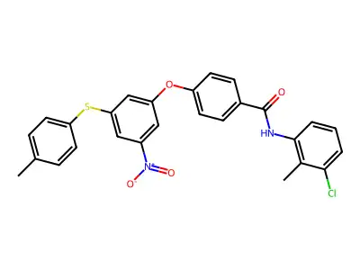 N-(3-chloro-2-methylphenyl)-4-[3-(4-methylphenyl)sulfanyl-5-nitrophenoxy]benzamide structure