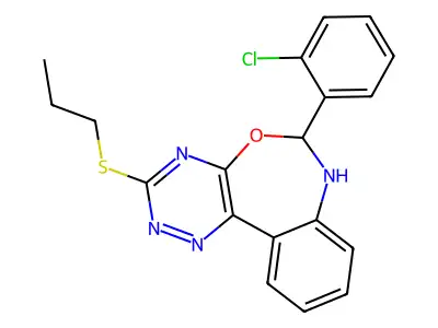 6-(2-chlorophenyl)-3-(propylsulfanyl)-6,7-dihydro[1,2,4]triazino[5,6-d][3,1]benzoxazepine structure