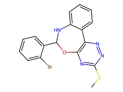 6-(2-bromophenyl)-3-(methylsulfanyl)-6,7-dihydro[1,2,4]triazino[5,6-d][3,1]benzoxazepine structure