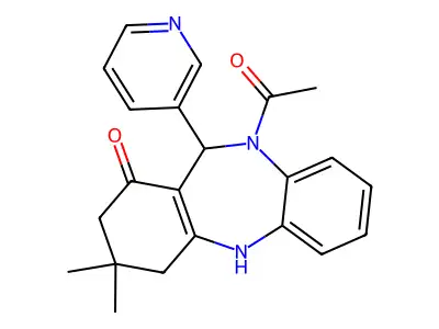 5-acetyl-9,9-dimethyl-6-(3-pyridyl)-6,8,10,11-tetrahydrobenzo[b][1,4]benzodiazepin-7-one structure