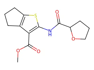 methyl 2-(oxolane-2-amido)-4H,5H,6H-cyclopenta[b]thiophene-3-carboxylate structure