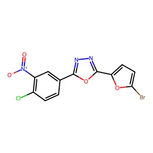 2-(5-Bromo-2-furyl)-5-{4-chloro-3-nitrophenyl}-1,3,4-oxadiazole structure