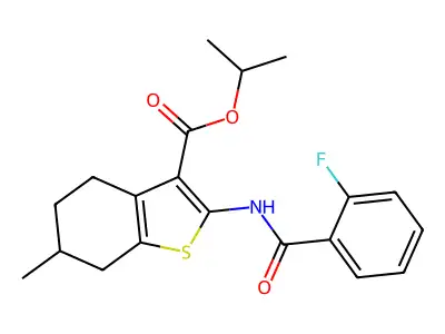 isopropyl 2-[(2-fluorobenzoyl)amino]-6-methyl-4,5,6,7-tetrahydro-1-benzothiophene-3-carboxylate structure