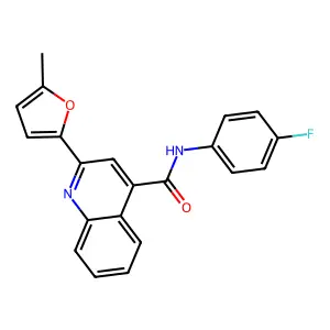 N-(4-fluorophenyl)-2-(5-methylfuran-2-yl)quinoline-4-carboxamide structure