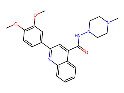 2-(3,4-dimethoxyphenyl)-N-(4-methylpiperazin-1-yl)quinoline-4-carboxamide structure