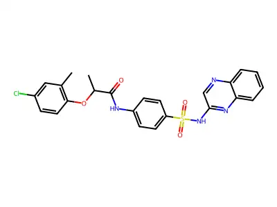 2-(4-chloro-2-methylphenoxy)-N-{4-[(2-quinoxalinylamino)sulfonyl]phenyl}propanamide structure