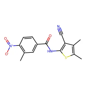 N-(3-cyano-4,5-dimethyl-2-thienyl)-4-nitro-3-methylbenzamide structure