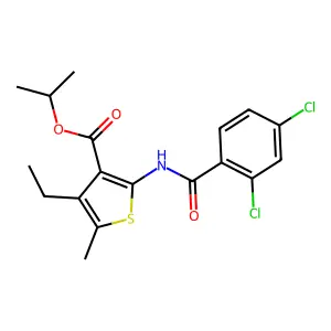 propan-2-yl 2-[(2,4-dichlorobenzoyl)amino]-4-ethyl-5-methylthiophene-3-carboxylate structure