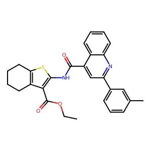 ethyl 2-[[2-(3-methylphenyl)quinoline-4-carbonyl]amino]-4,5,6,7-tetrahydro-1-benzothiophene-3-carboxylate structure