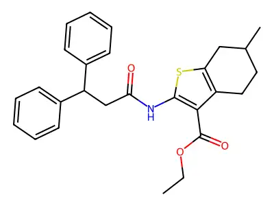 ethyl 2-[(3,3-diphenylpropanoyl)amino]-6-methyl-4,5,6,7-tetrahydro-1-benzothiophene-3-carboxylate structure