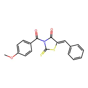 5-Benzylidene-3-(4-methoxybenzoyl)-2-sulfanylidene-1,3-thiazolidin-4-one structure