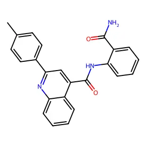 N-(2-carbamoylphenyl)-2-(4-methylphenyl)quinoline-4-carboxamide structure