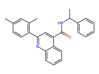 2-(2,4-dimethylphenyl)-N-(1-phenylethyl)quinoline-4-carboxamide structure