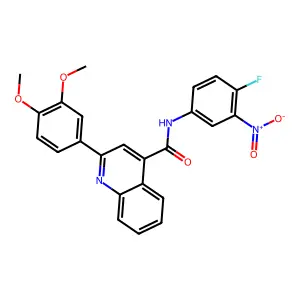 2-(3,4-dimethoxyphenyl)-N-(4-fluoro-3-nitrophenyl)quinoline-4-carboxamide structure