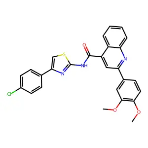 N-[4-(4-chlorophenyl)-1,3-thiazol-2-yl]-2-(3,4-dimethoxyphenyl)quinoline-4-carboxamide structure