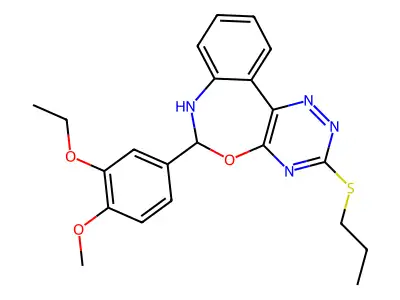 6-(3-ethoxy-4-methoxyphenyl)-3-(propylsulfanyl)-6,7-dihydro[1,2,4]triazino[5,6-d][3,1]benzoxazepine structure
