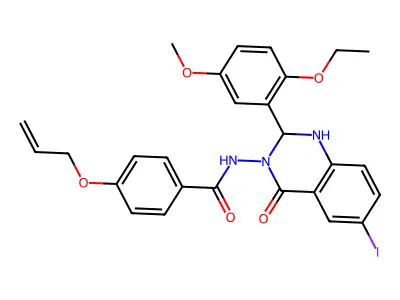 N-[2-(2-ethoxy-5-methoxyphenyl)-6-iodo-4-oxo-1,2-dihydroquinazolin-3-yl]-4-prop-2-enoxybenzamide structure