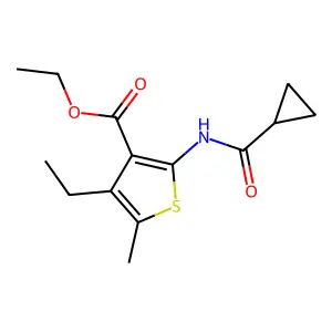 Ethyl 2-(cyclopropanecarbonylamino)-4-ethyl-5-methylthiophene-3-carboxylate structure