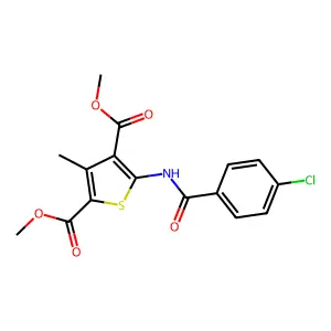 Dimethyl 5-[(4-chlorobenzoyl)amino]-3-methylthiophene-2,4-dicarboxylate structure