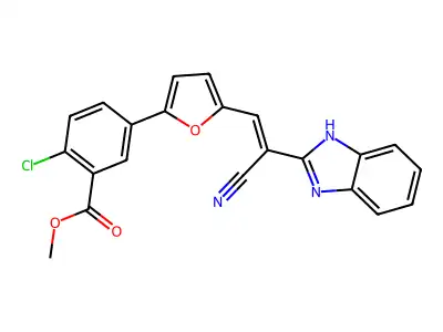 Methyl 5-[5-[2-(1H-benzimidazol-2-yl)-2-cyanoethenyl]-2-furanyl]-2-chlorobenzoate structure