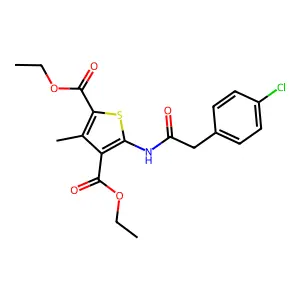 Diethyl 5-[[2-(4-chlorophenyl)acetyl]amino]-3-methylthiophene-2,4-dicarboxylate structure